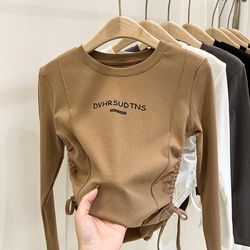 

Весна Осень Детская Повседневная Футболка Футболка для Девочек Хлопковая Футболка Топы с Длинным Рукавом для Девочек Одежда 120cm хаки