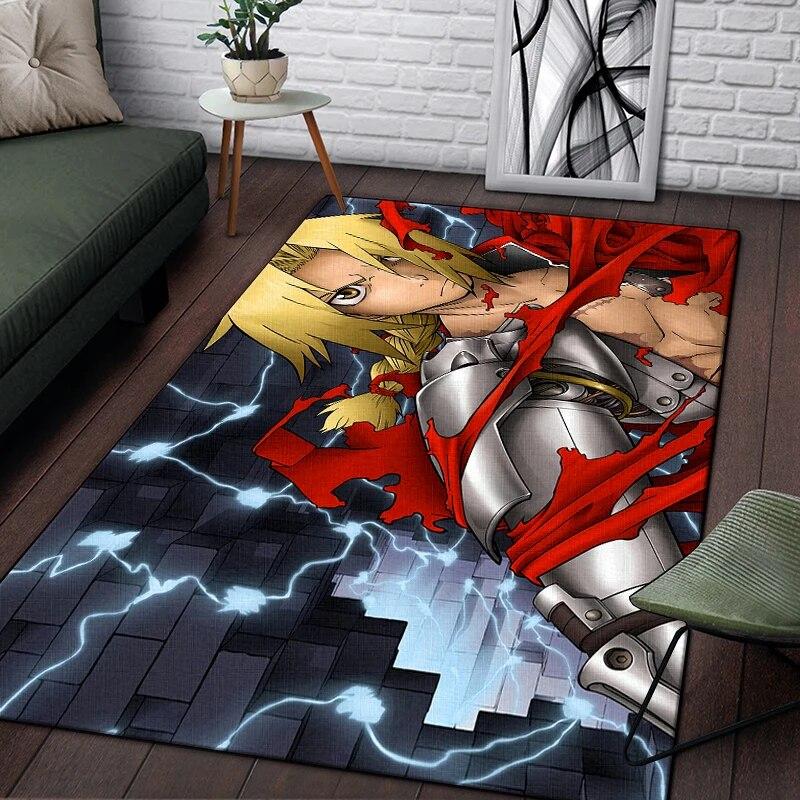 Fullmetal Alchemist Anime Painting Carpet for Living Room Large Area Rug Black Soft Carpet Home Decoration Mats Boho Rugs Picnic