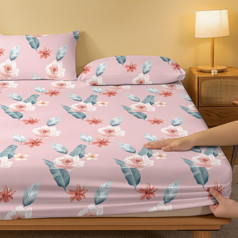 1 Lenzuolo con Angoli Opaco Moderno Semplice con Stampa di Piante, Fiori, Foglie, Copriletto Stampato per Camera da Letto, Biancheria da Letto (Federe escluse)