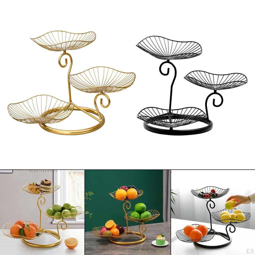3-Tier Iron Fruit Basket Tabletop Large Capacity Wire Lemon Potato Holder