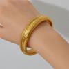 European and American Striped Stainless Steel Bangle: 12/15mm Women's Light Luxury Elastic Bracelet