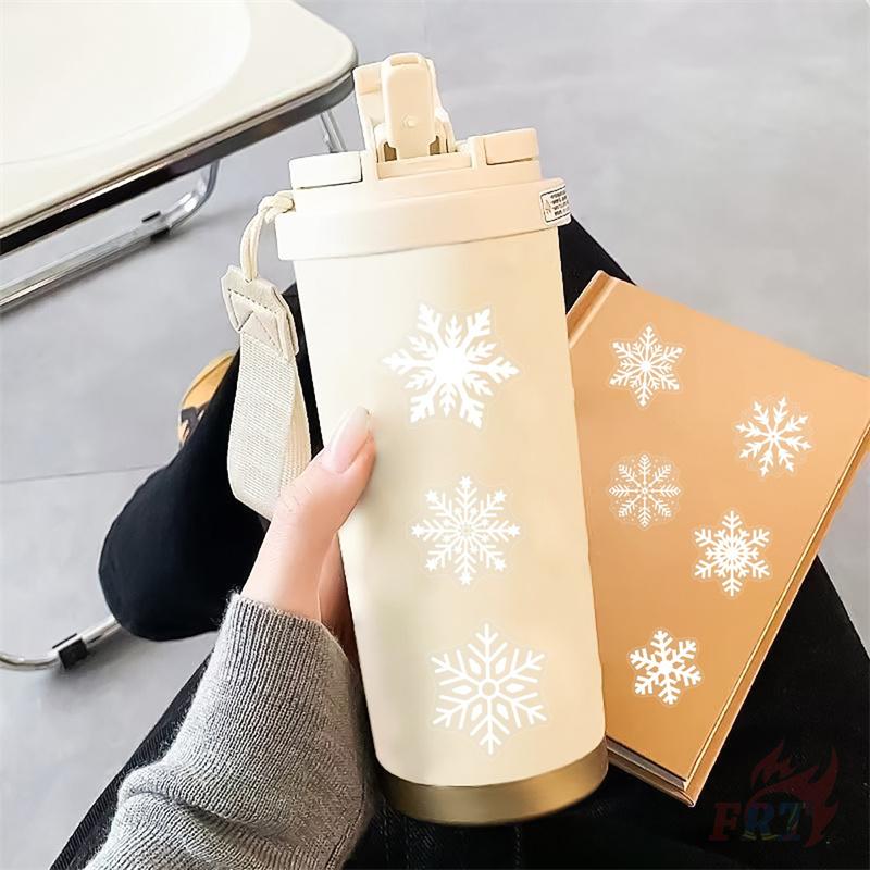 50Pcs/Set White Snowflakes PET Stickers Waterproof DIY Fashion Doodle Decals Stickers