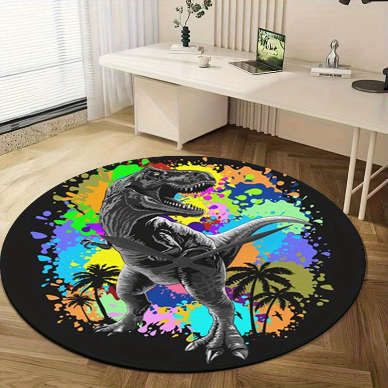 1pc Home Office Outdoor Round Carpet Gift Dinosaur Colorful Splash Art Design Rug Mat Non-Slip Area Rug for Living RoomRC2725