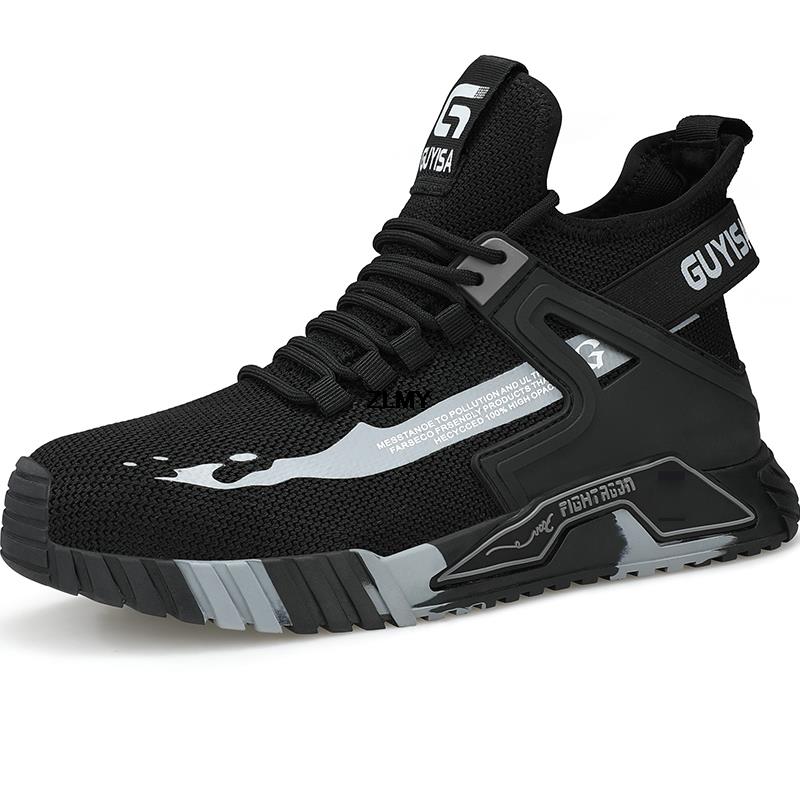 

Модные кроссовки со стальным носком для мужчин, защитная обувь 2024 года, дышащие рабочие защитные ботинки, мужская промышленная рабочая обувь, мужские защитные ботинки 48 чёрный