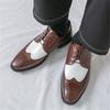 Luxury Designer New Men's Pointed Mixed Color Lace Up Casual Shoes Male Formal Wedding Dress Homecoming Footwear Zapatos Hombre