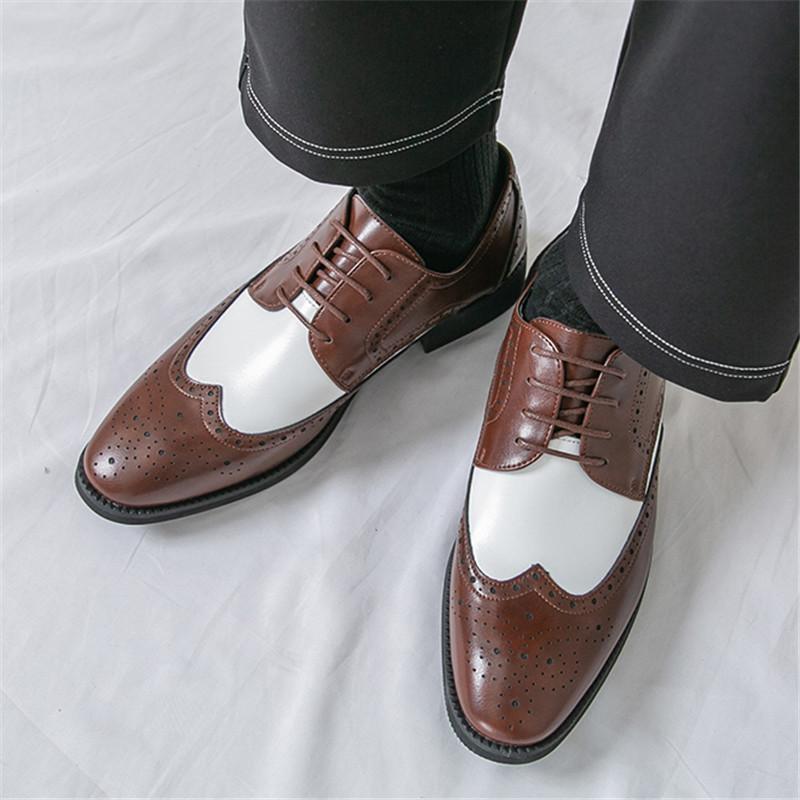 Luxury Designer New Men's Pointed Mixed Color Lace Up Casual Shoes Male Formal Wedding Dress Homecoming Footwear Zapatos Hombre