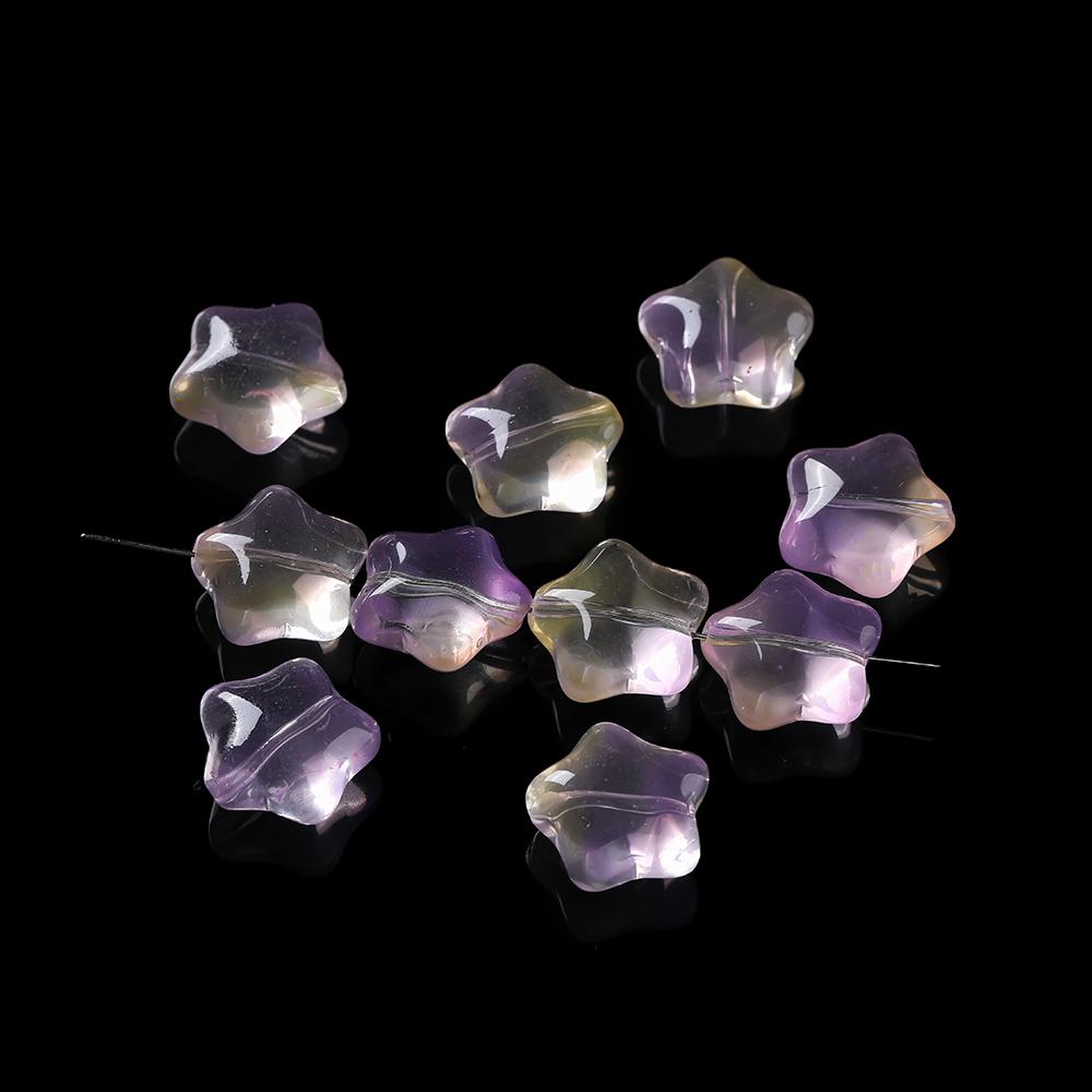 10pcs Colored Star Shaped Beads Glass Spacer Loose Beads for DIY Phone Chains Necklaces Bracelets Crafts Jewelry Making Findings