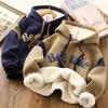 Boys' Winter Clothes Velvet Thick Hooded Sweater Big Children's Stitching Long-Sleeved Top