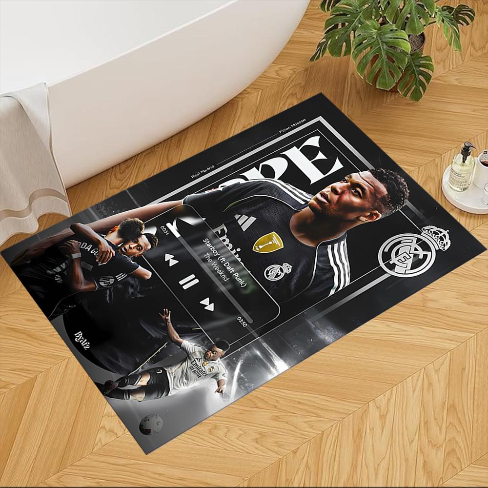 Mbappe Neon Poster Area Rug Perfect for Bedrooms Kitchen Hallway Dining Room Anti-slip Rug Anime Office Decor Wedding Party Gift