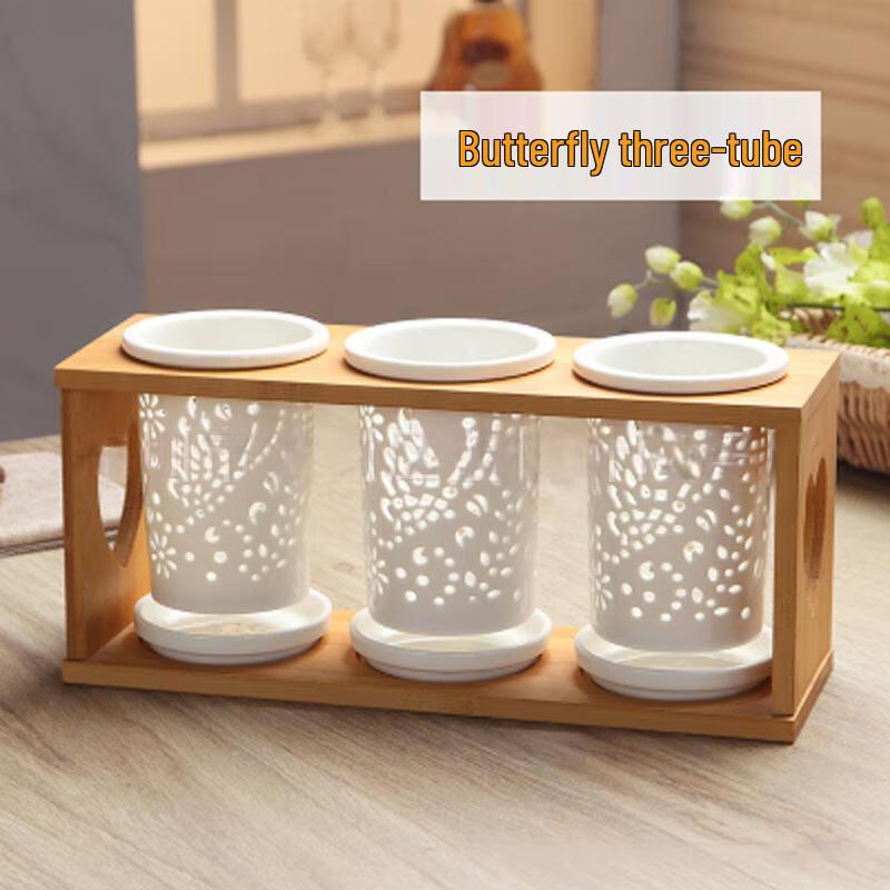 Qianxing Butterfly Love Ceramic Triple Chopstick Holder