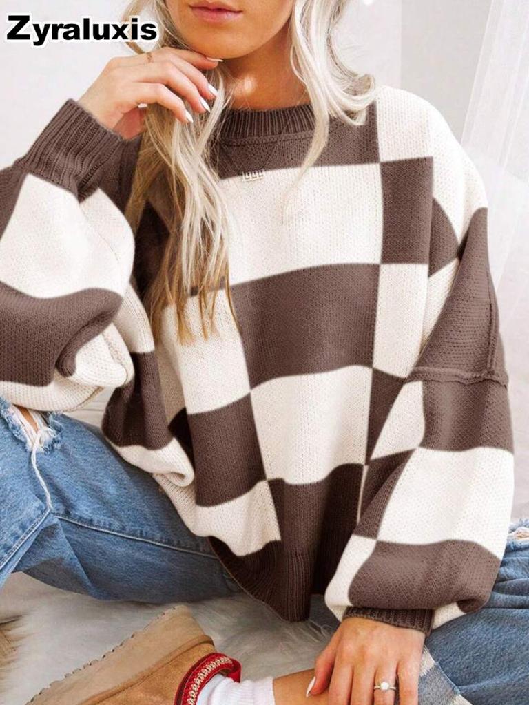 Nieuwe Herfst Dames Gebreide Kleding Gestreept Element Ronde Hals Losse Trui