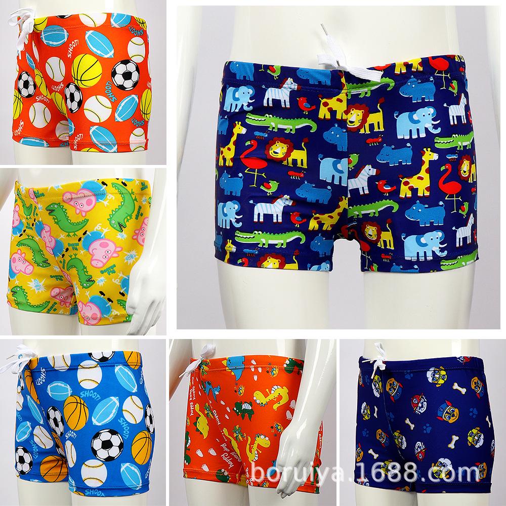 Cartoon Print Swim Trunks for Toddlers and Boys - Polyester Boxer Briefs Random Color