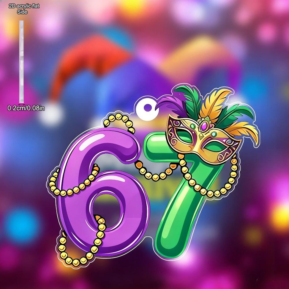 Six Seven Mardi Gras Ornament with Golden Masks Pattern, No Electricity Needed, Nurseries, Vintage Home Decor Wall for Bar Kitchen, Restaurant Shop Wa