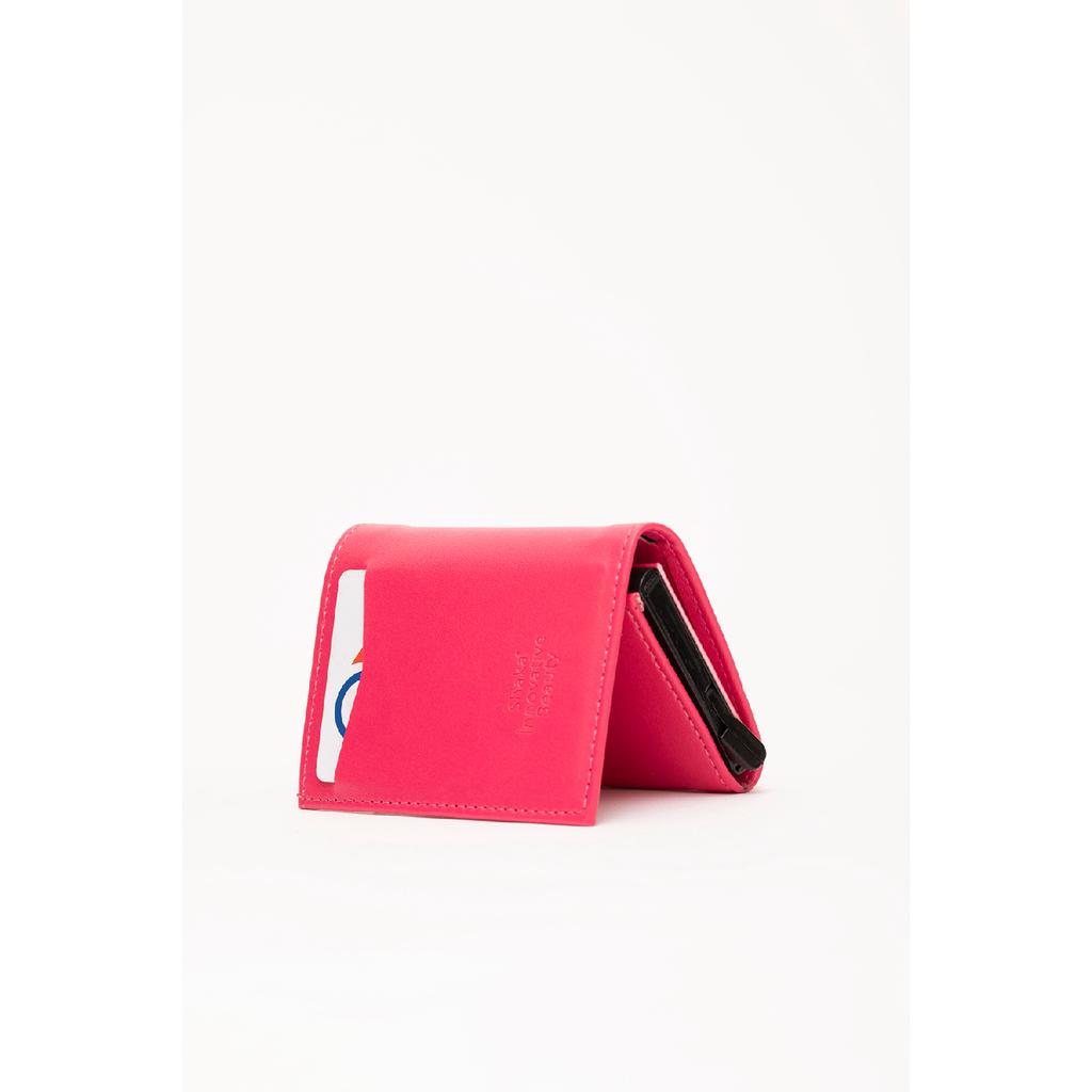 Schwarze Shk69-Geldbörse aus Kunstleder mit Papiergeldfach, automatischem Schiebemechanismus, Vordertasche und Kartenhalter