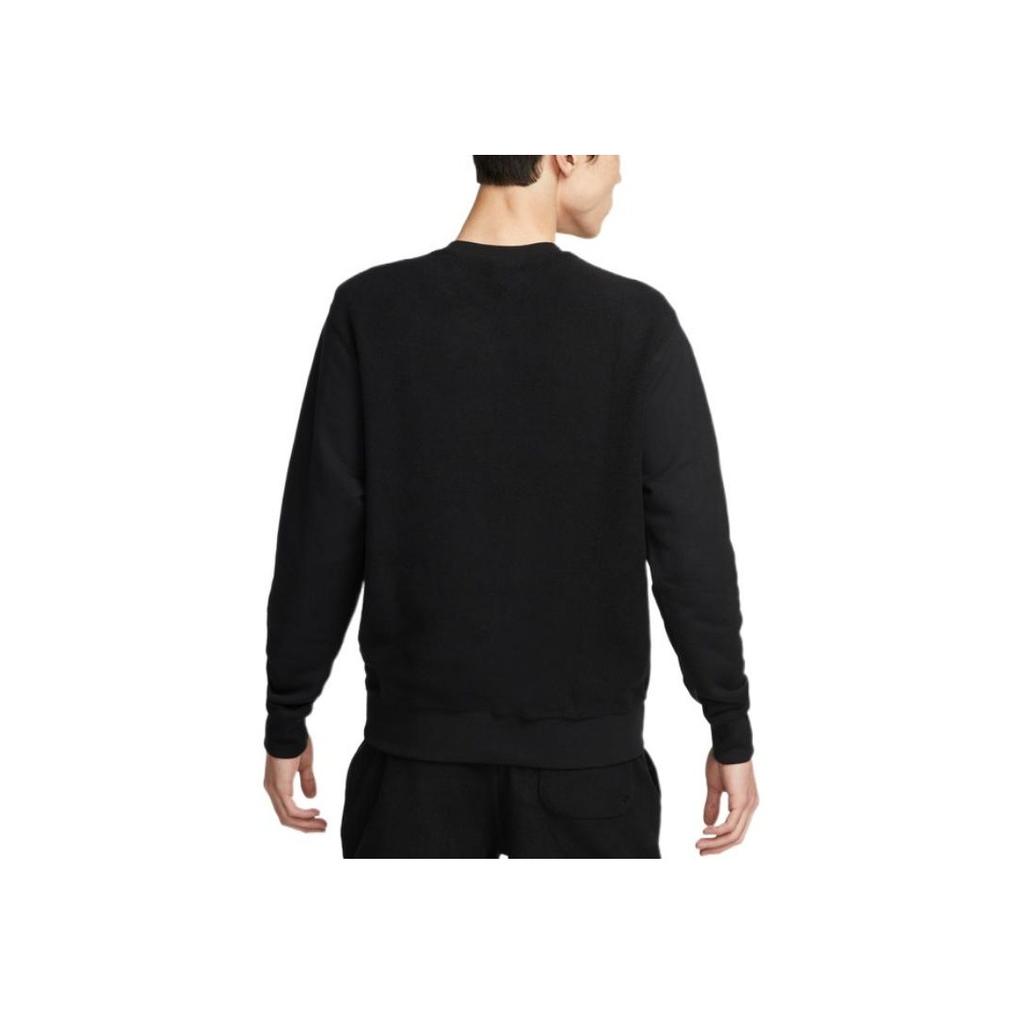Nike FW22 Logo Print Patchwork Fleece Crewneck Sweatshirt Men Tops Black DQ4584-010