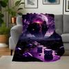 Purple Dice Fantasy Landscape Wall Art PrintBlanket Flannel Throw Blanket for Sofa, Bed, Travel, Camping, Office