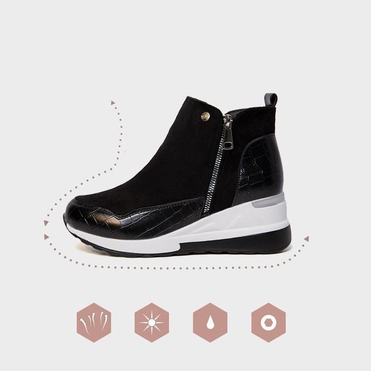 Women Wedge Snow Boots Fashion Autumn Winter Zipper Warm Plush Solid Platforms Korean Casual Short Ankle Boots Cotten Shoes
