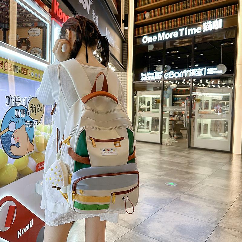 Student Schoolbag Female Korean Version Contrasting Colors Sweet Middle and High School Students Backpack Small Fresh Large Capacity Casual Backpack