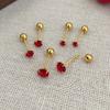 Classics Luxury Round Red Zircon Bead Stud Simple Earrings for Women Fashion Body Piercing Trend Jewelry Accessories Party Gifts