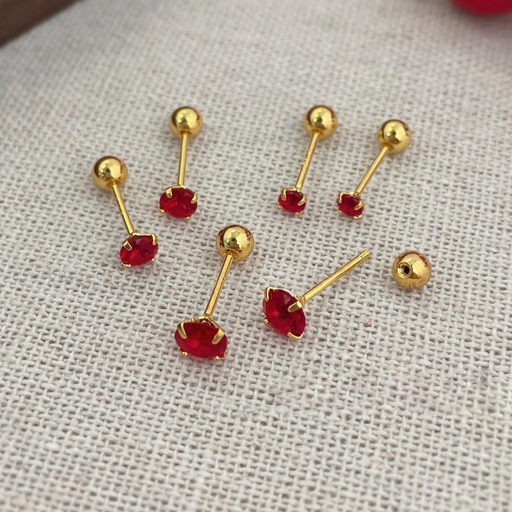 Classics Luxury Round Red Zircon Bead Stud Simple Earrings for Women Fashion Body Piercing Trend Jewelry Accessories Party Gifts