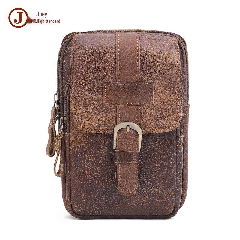 Retro Men's Genuine Leather Multi-functional Outdoor Waist Bag