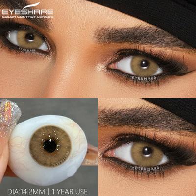 1 Paar Naturfarbene Kontaktlinsen für Augen Graue Pupillen Linsen Schönheits-Pupillen Make-up Jährliche Kosmetik Braune Farblinsen