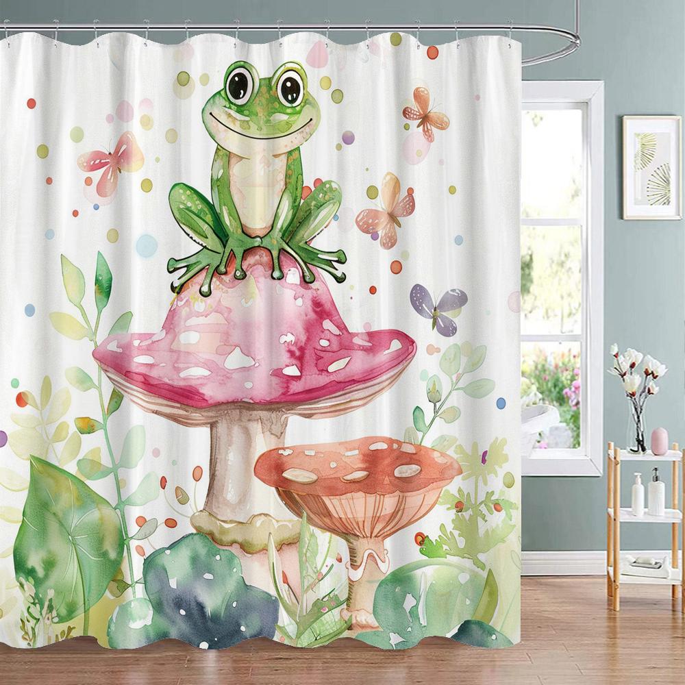 Cartoon Animals Shower Curtains Cute Fox Lion Deer Rabbit Autumn Floral Plant Kids Bath Curtain Polyester Bathroom Bathtub Dec