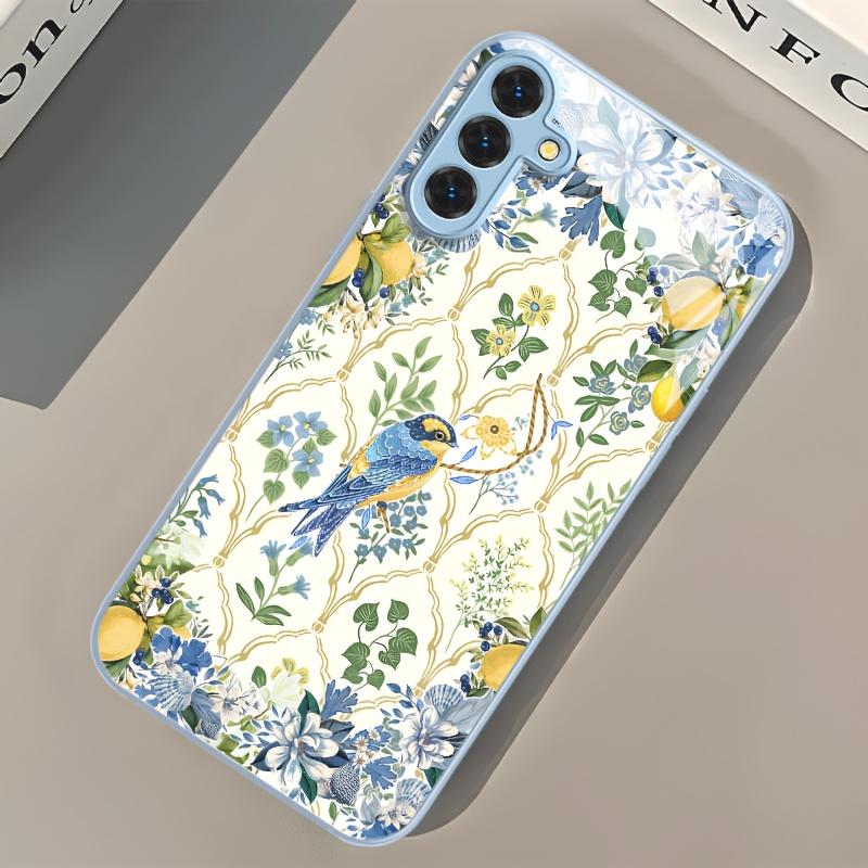 Flower, Bird, Lemon Pattern Tempered Glass Phone Case for Samsung Galaxy S26 S25 S24 S23 S22 S21 S20 fe/plus/Ultra Anti Drop