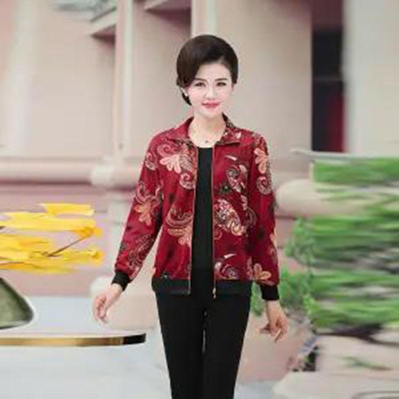 Long Sleeve Blouse Womens Autumn Spring Cherry Printed Thin T-Shirt Ladies Work Tops