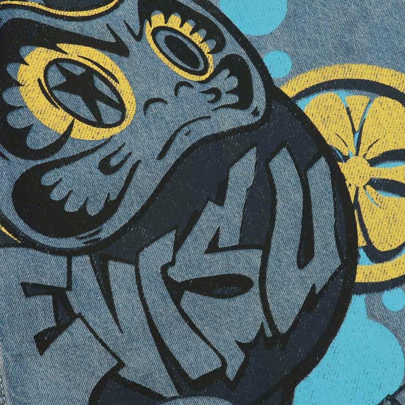 Evisu Graffiti Daruma Long Sleeve Shirt Men shirts Denim-Blue 2ESHTM3SL111RXDN