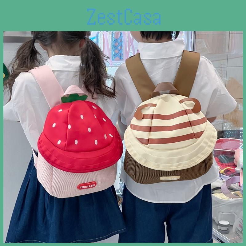 Preschool Children Cotton Backpack Cartoon Fruit Hat Durable School Stitching