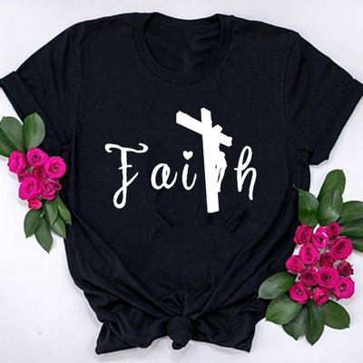 Damenmode "Glaube" T-Shirt Grafik-Tees Christliche Shirts für religiöses Geschenk