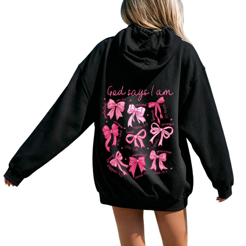 Women's Long Sleeve Letter Print Hoodie Sweatshirt Casual Pullover