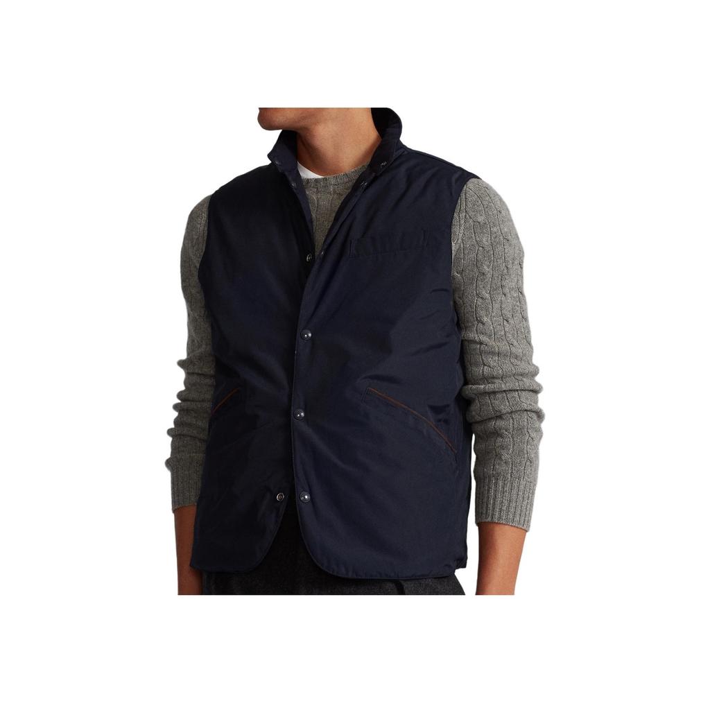 Polo Ralph Lauren Solid Color Single-Breasted Zipper Pocket Stand Collar Sleeveless Down Jacket Men outerwear Navy-Blue MNPOOTW1N220072-410