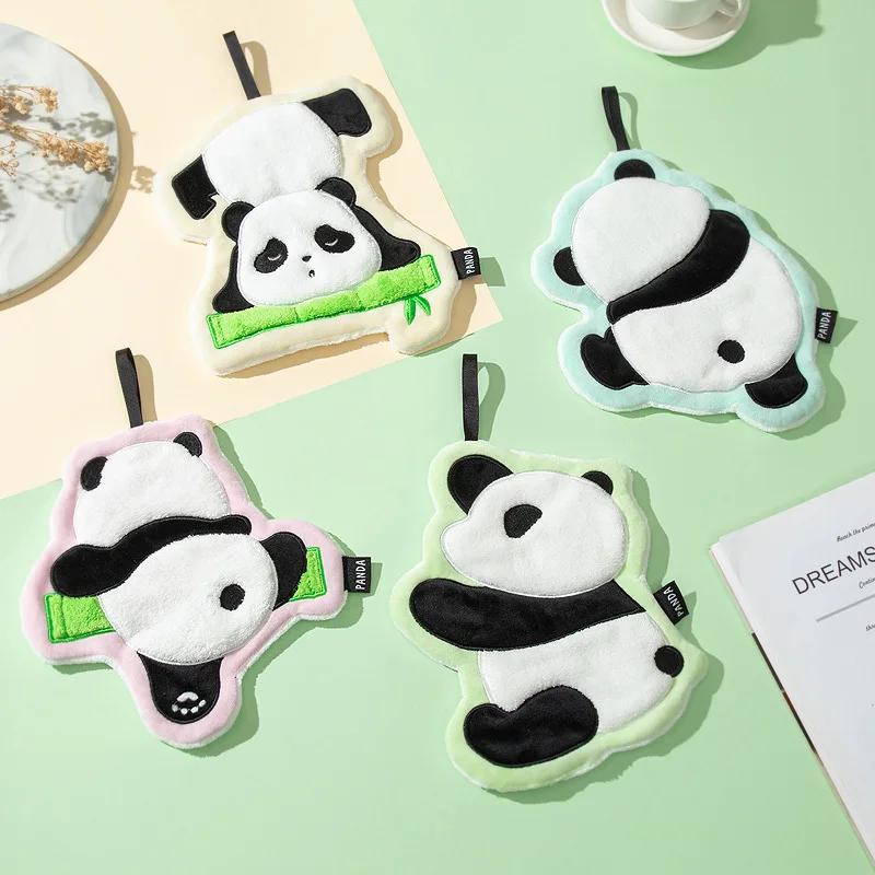 Cute Panda Zoo Hand Towel Kids Cartoon Absorbent Coral Velvet Towel Kitchen Bathroom Hanging Rag Handkerchiefs children Adult