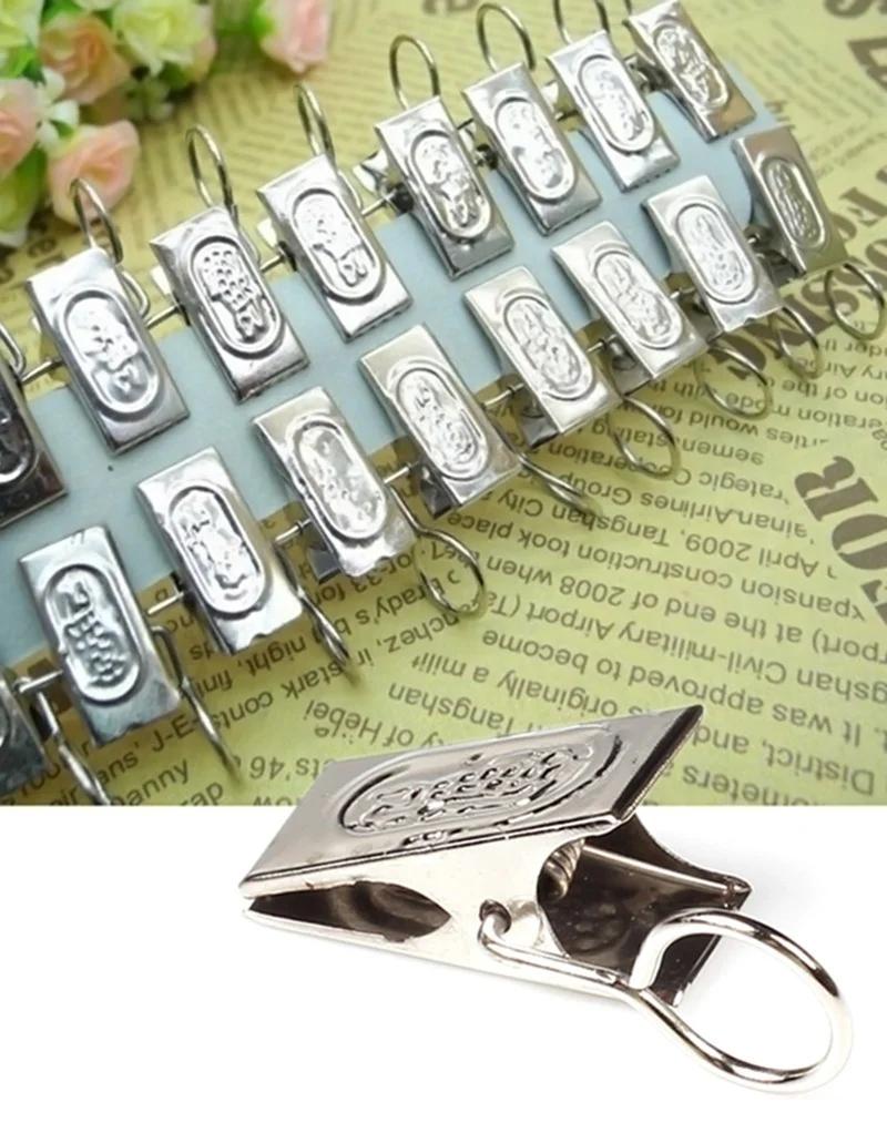 Lot de 20 anneaux de tringle à rideau de douche en acier inoxydable, clips de suspension en métal