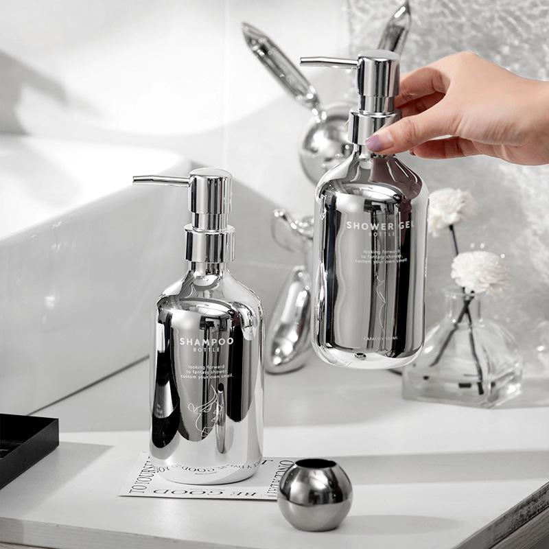 Electroplated Refillable Shampoo & Shower Gel Dispenser