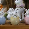 Eggshells Bunnys Easters Decoration Polyresin Rabbit Statue for Home and Farmhouses Spring Decoration