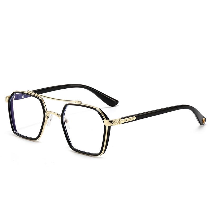 Double Beam Glasses Retro Flat Light Glasses Frame Internet Celebrities With The Same Degree Anti-Blue Myopia Glasses Glasses Frame