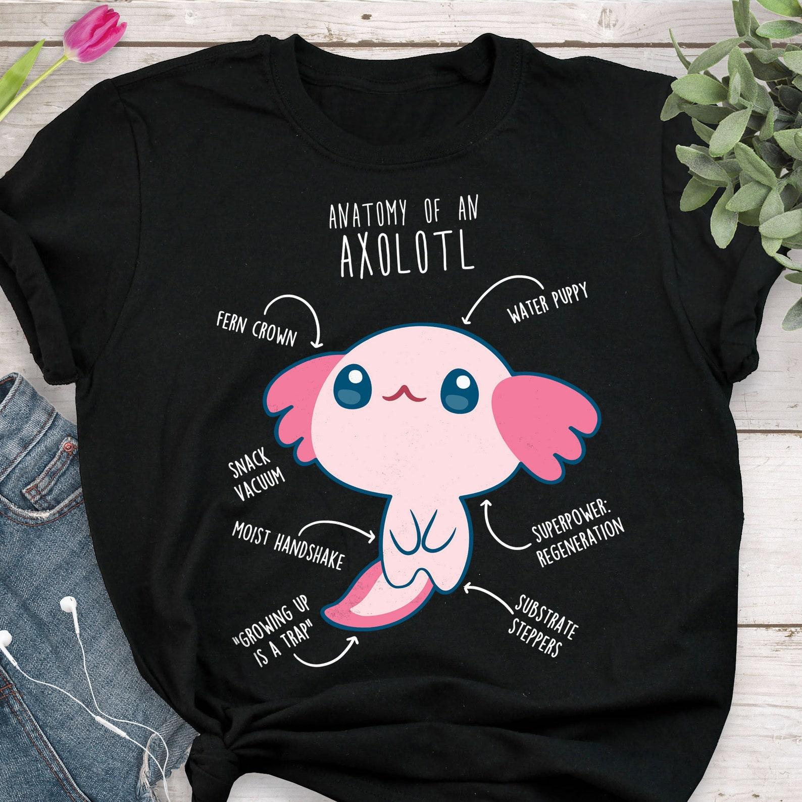Axolotl Shirt, , , Funny Axolotl Lover Gift, Cute Pet Mexican Walking Fish T-shirt, Axolotl Lover Tshirt, Tee, Pink Animal, Mom Dad 150