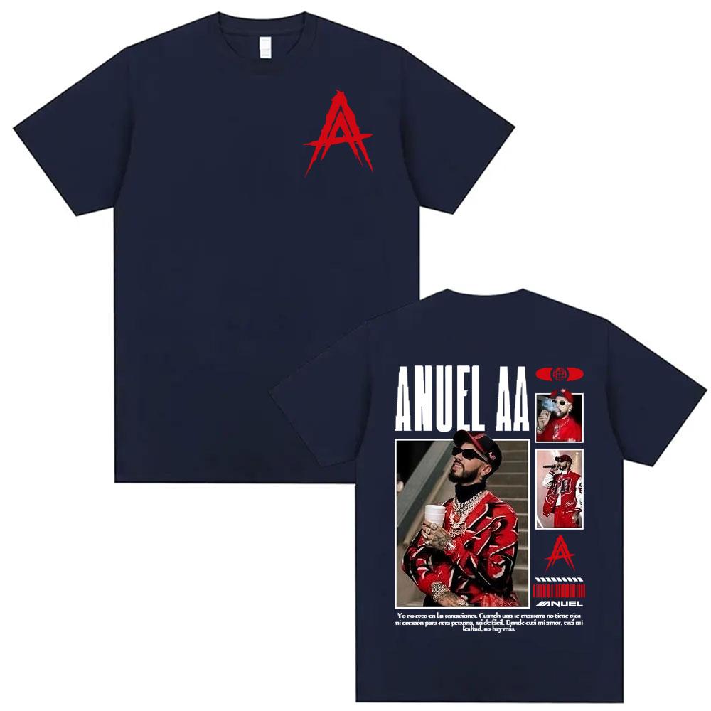 Rapper Anuel AA Rhlm 2 Album 2026 Merch Tshirts Mens Clothing High Street Vintage Style T Shirt Cotton T Shirts