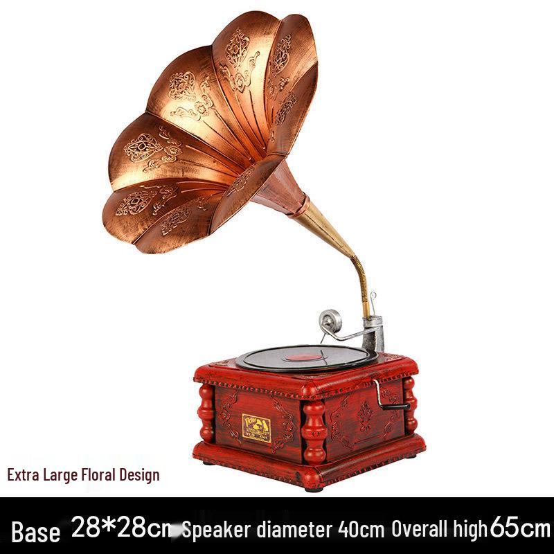 Vintage European-Style Gramophone Ornament: Nostalgic Record Model for Living Room or Wine Cabinet Decor