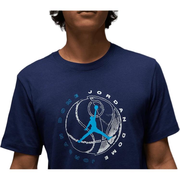 Jordan Pattern Print Crew Neck Short Sleeve T-Shirt Men Tops Navy-Blue DX9602-410