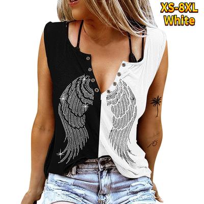Women Tanks Sexy V Neck Sleeveless Summer Tops Vest 3D Print Red Wings Tops