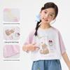Girls' Color-Block Cartoon Print Short Sleeve T-Shirt