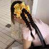 1pc Cute Sweet Yellow Gingham Double-Layer Scrunchie Hair Tie - Large Elastic Hair Accessory for Women, Ponytail Braid Bun Updo, Cute Hair Accessories
