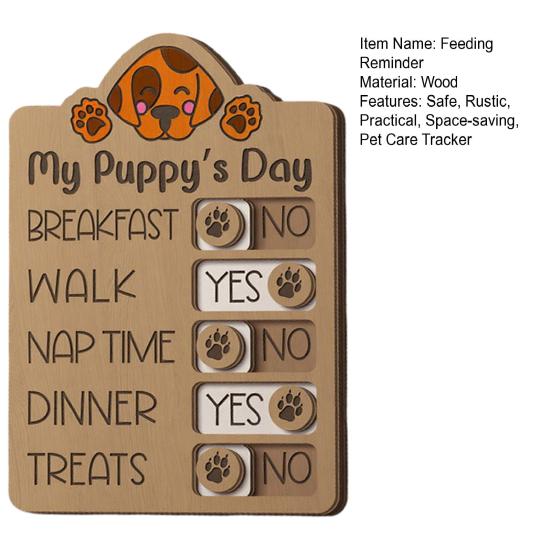 Pet Feeding Reminder Wooden Dog Task Tracker Board Rustic Pet Care Checklist