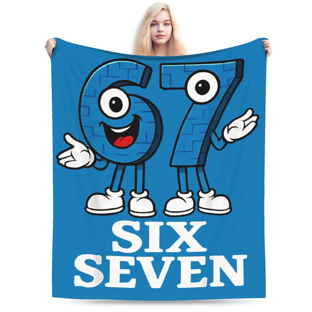Funny Six Seven 67 Meme Fleece Blanket Throw Blankets for Home Hotel Sofa 150*125cm Bedspreads