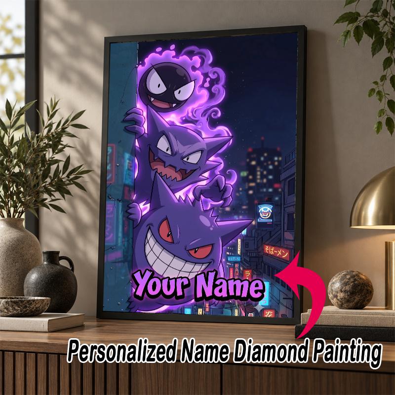 Personalized Gengar Diamond Art Custom Name 5D Diamond Painting Full Drill DIY Craft