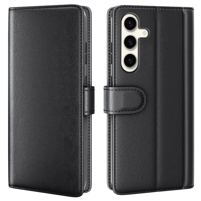 For Samsung Galaxy S24+ Case Genuine Split Leather Phone Cover with Wallet Stand